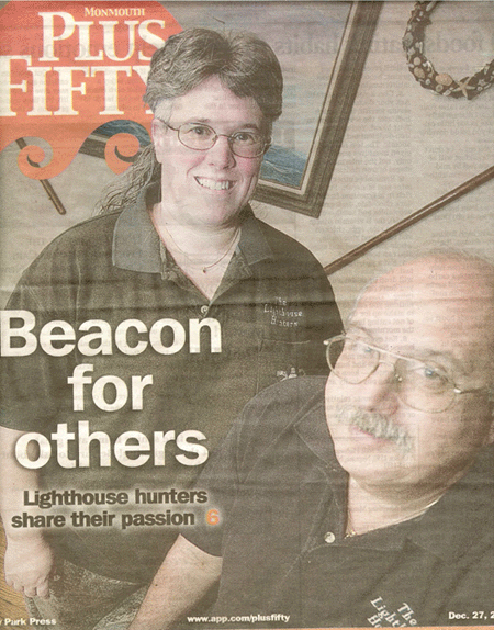 Asbury Park Press Cover Photo of The Lighthouse Hunters Christine and Thomas Cardaci